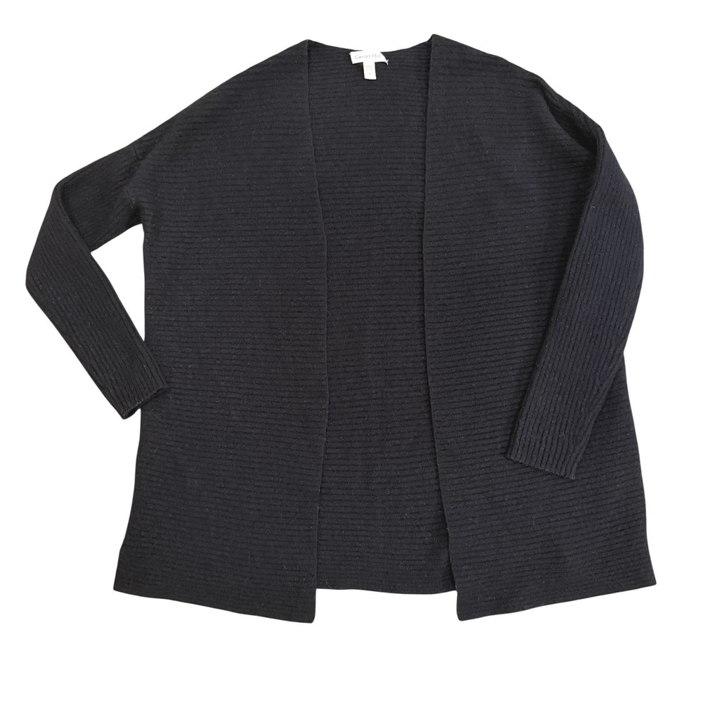 Garnet Hill 100% Cashmere Ribbed Open Front Cardigan Sweater Womens S Staple